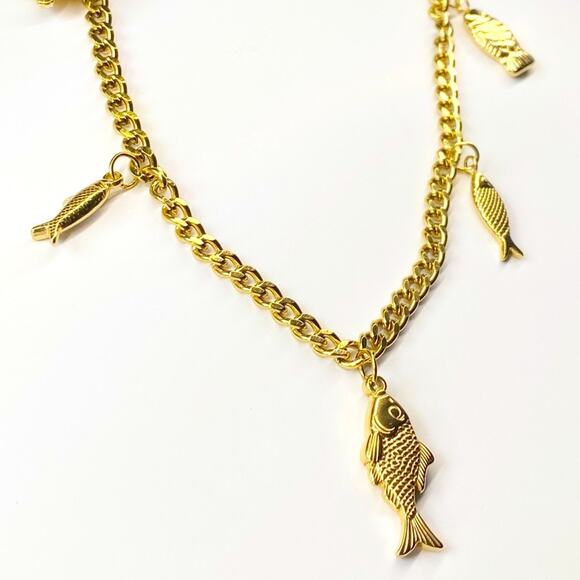 NEW Gold Fish Chunky Charm Necklace - Picture 10 of 12